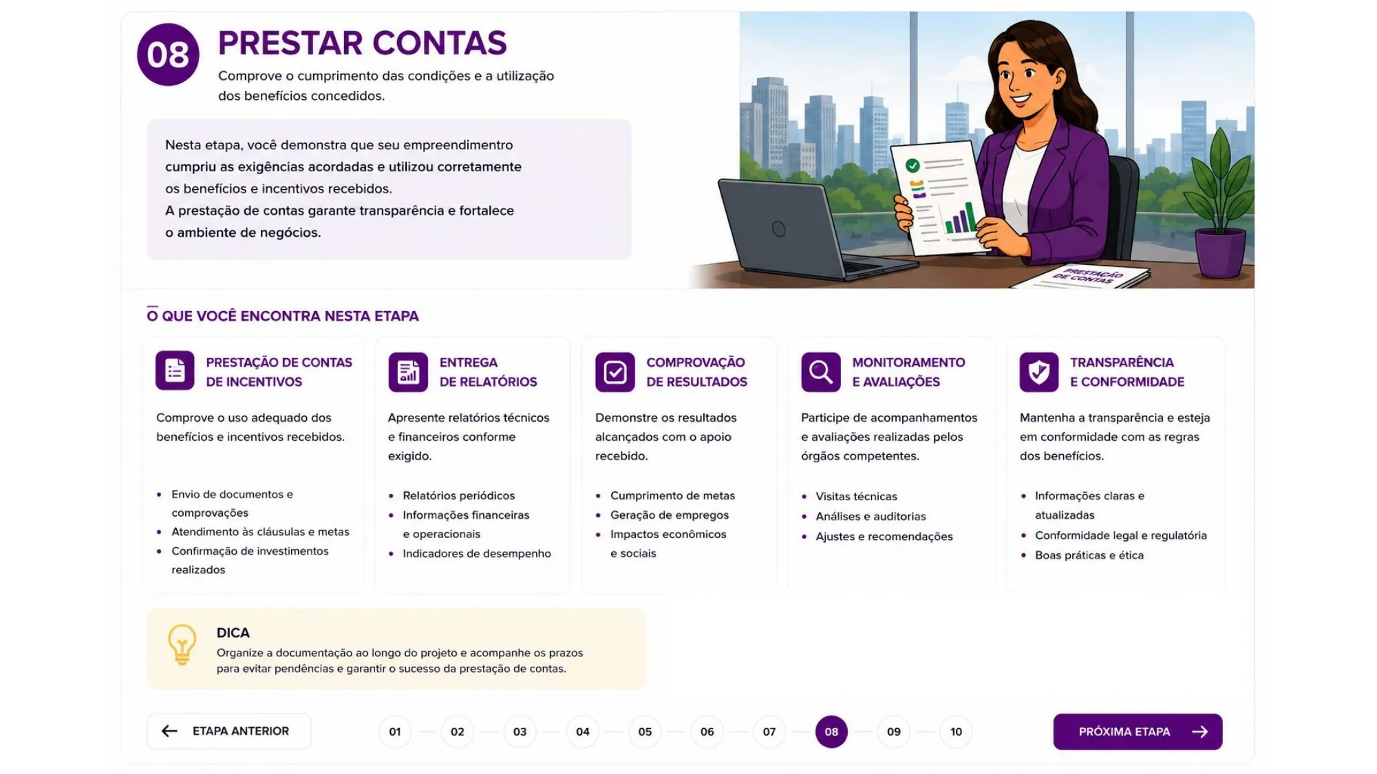 Etapa 08: Prestar Contas
